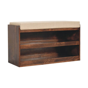 California Walnut Style Mud Linen Pull out Shoe Bench