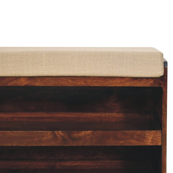 California Walnut Style Mud Linen Pull out Shoe Bench