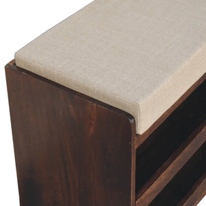California Walnut Style Mud Linen Pull out Shoe Bench