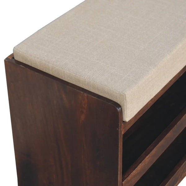 California Walnut Style Mud Linen Pull out Shoe Bench