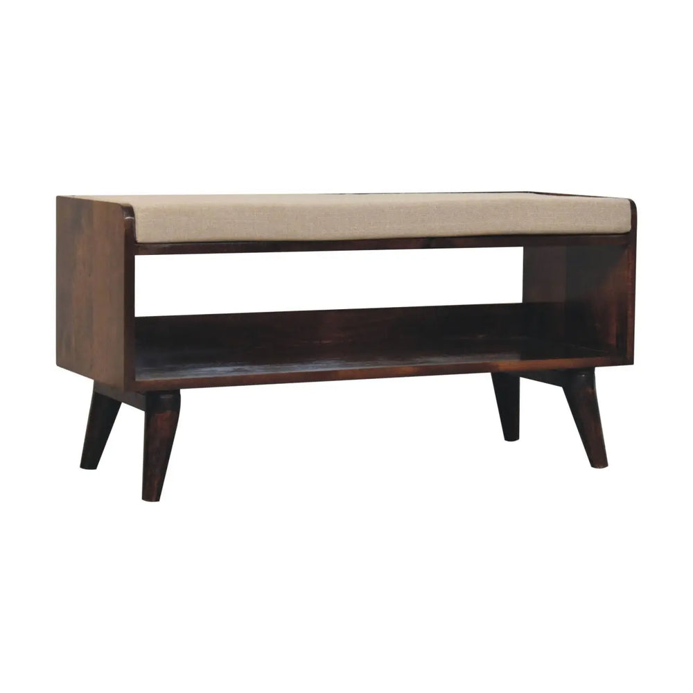 California Walnut Bench with Mud Linen Seat Pad — premium furniture at Living with Luxury