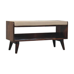 California Walnut Bench with Mud Linen Seat Pad — premium furniture at Living with Luxury