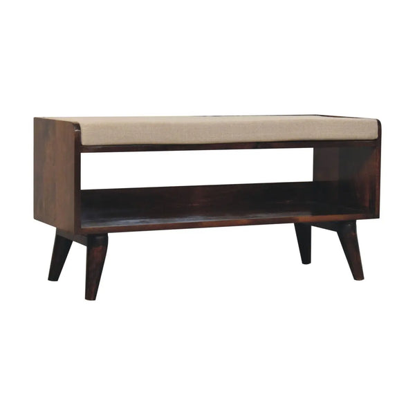 California Walnut Bench with Mud Linen Seat Pad — premium furniture at Living with Luxury