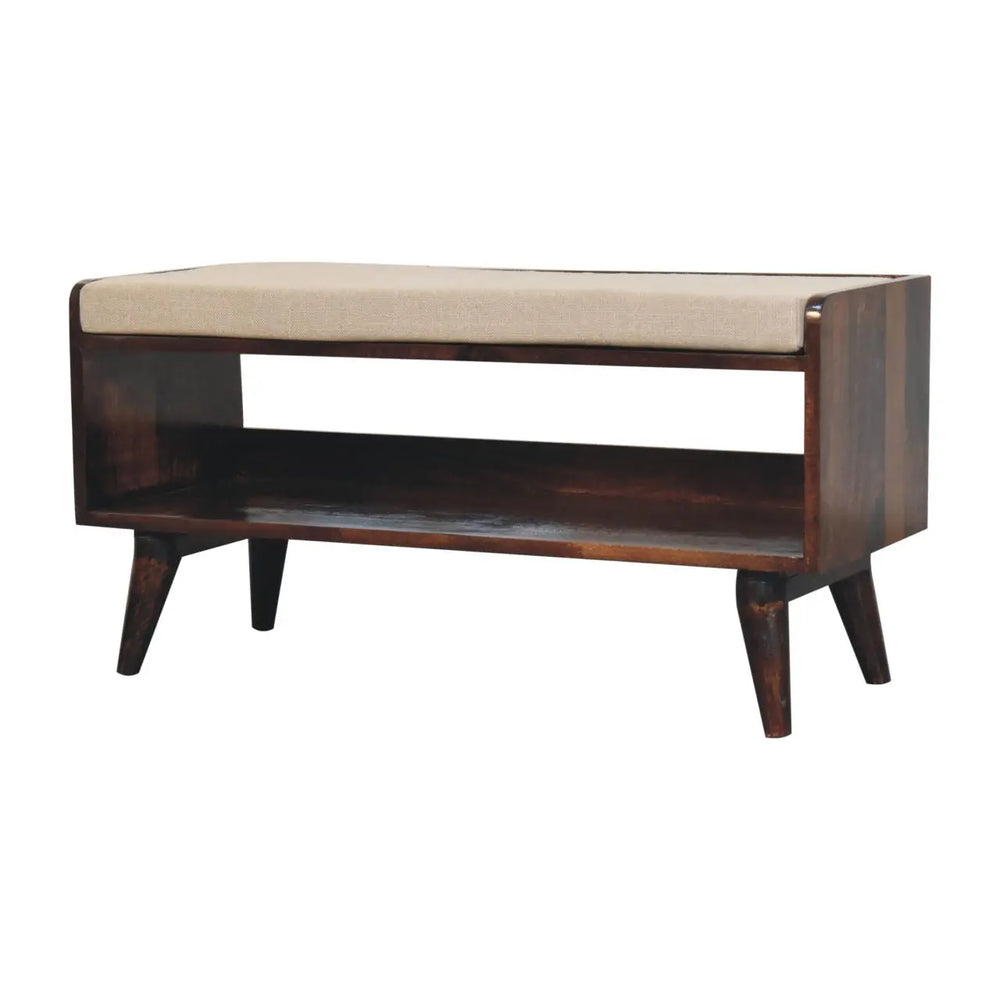 California Walnut Bench with Mud Linen Seat Pad — premium furniture at Living with Luxury