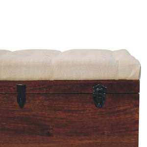 California Walnut White Linen Storage Trunk - Solid Wood