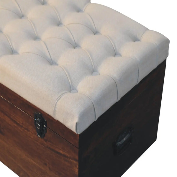 California Walnut White Linen Storage Trunk - Solid Wood