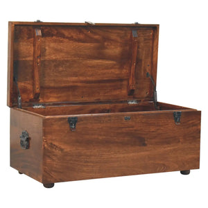 California Walnut White Linen Storage Trunk - Solid Wood