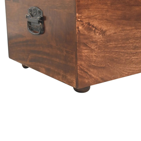 California Walnut White Linen Storage Trunk - Solid Wood