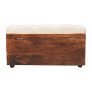 California Walnut White Linen Storage Trunk - Solid Wood