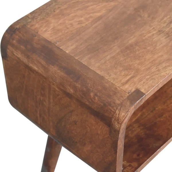 Mini Honey Caramel Curved Open Bedside