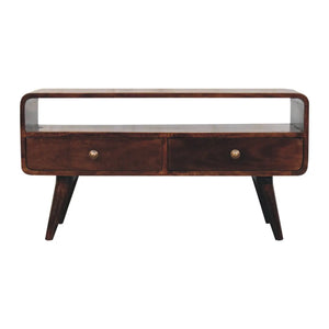 Curved California Walnut Media Unit — premium furniture at Living with Luxury