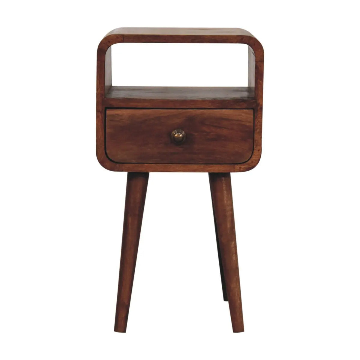Mini Honey Caramel Curved Bedside Open Slot