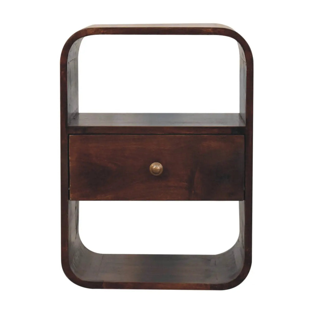 California Walnut Curved Edge Bedside — premium furniture at Living with Luxury