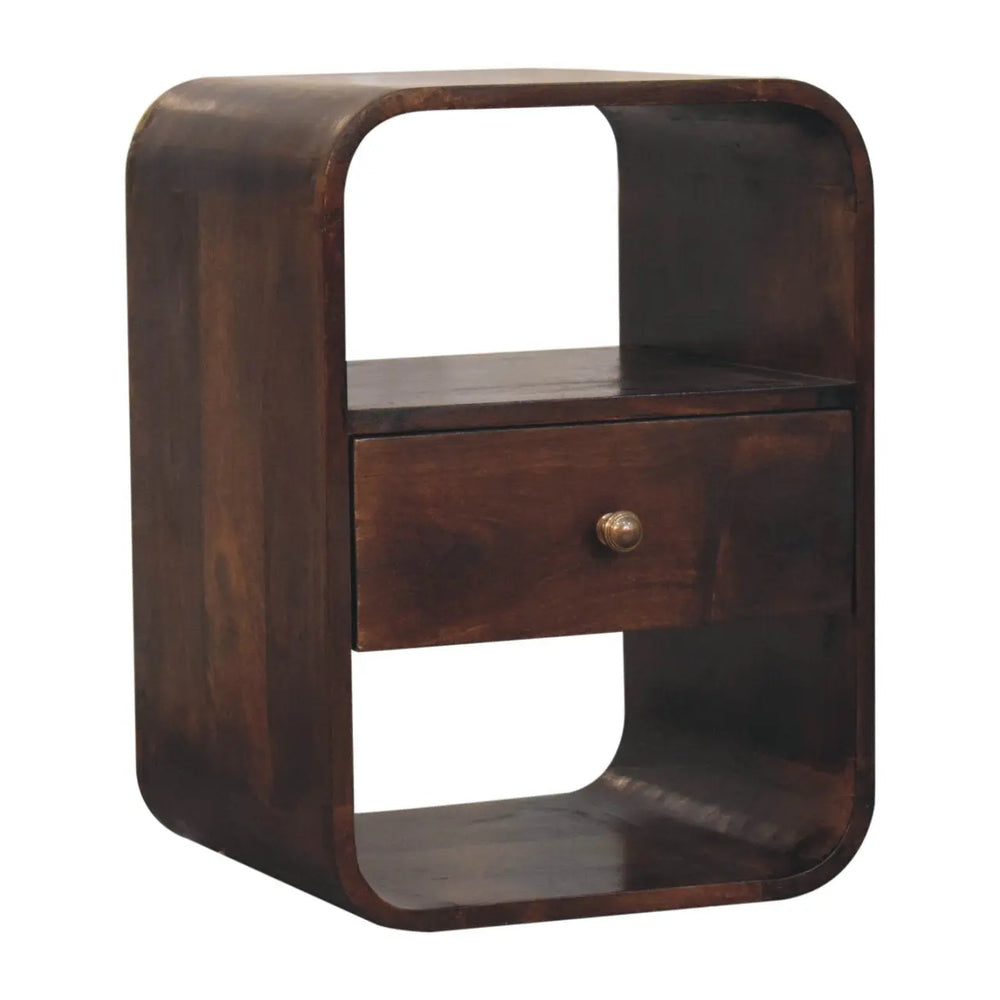 California Walnut Curved Edge Bedside — premium furniture at Living with Luxury