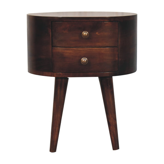 California Walnut Rounded Bedside Table - Living with Luxury
