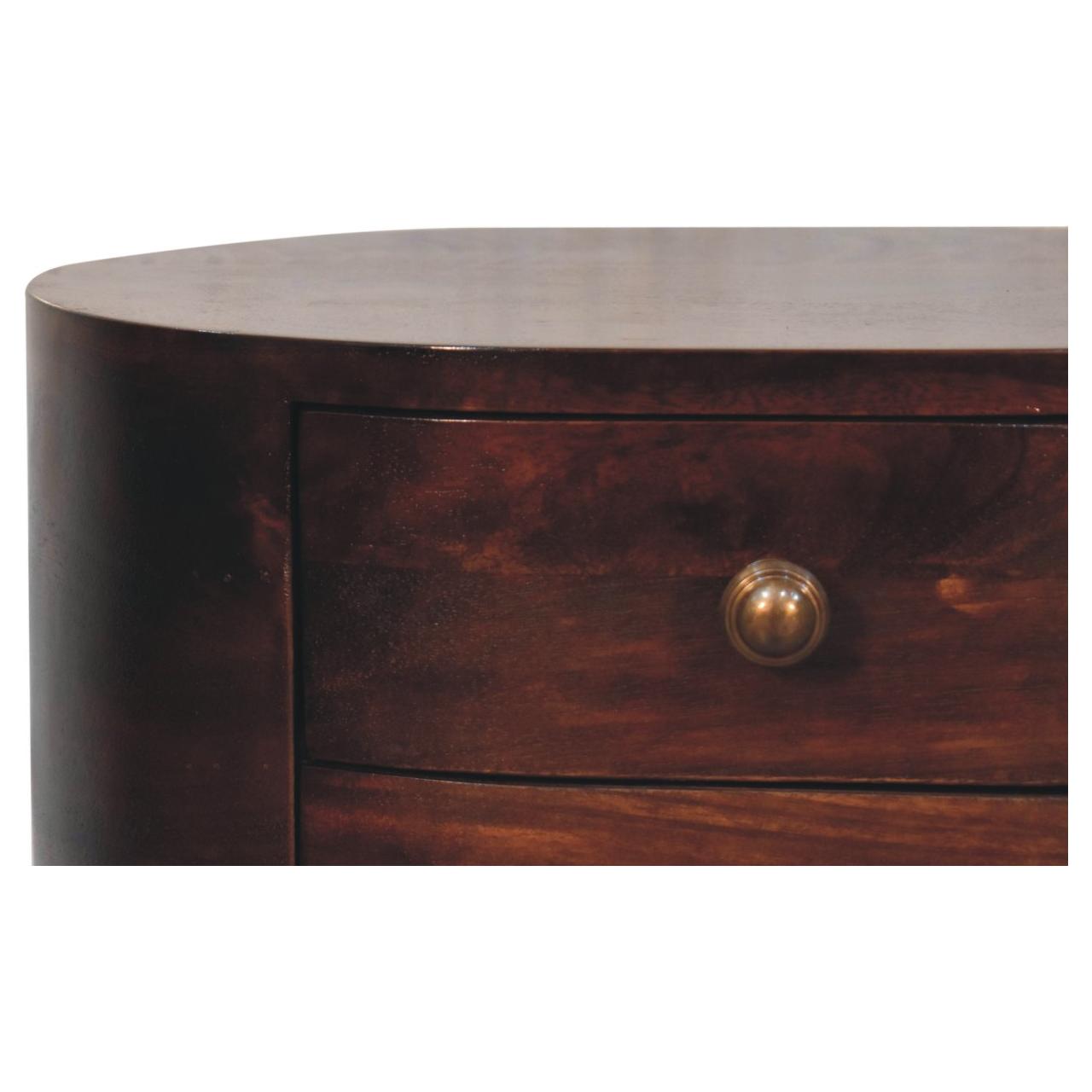 California Walnut Rounded Bedside Table