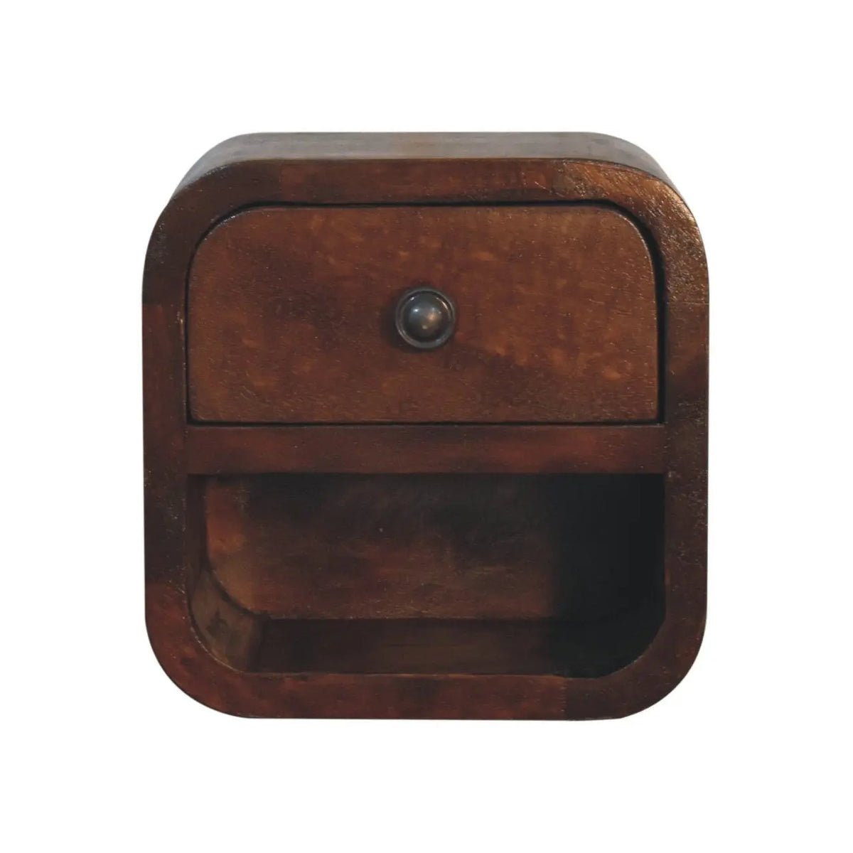Extra Mini Curved Chestnut Bedside Open Slot