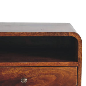 Large Chestnut Curve Upper Slot Floating Bedside