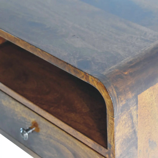 Large Chestnut Curve Upper Slot Floating Bedside