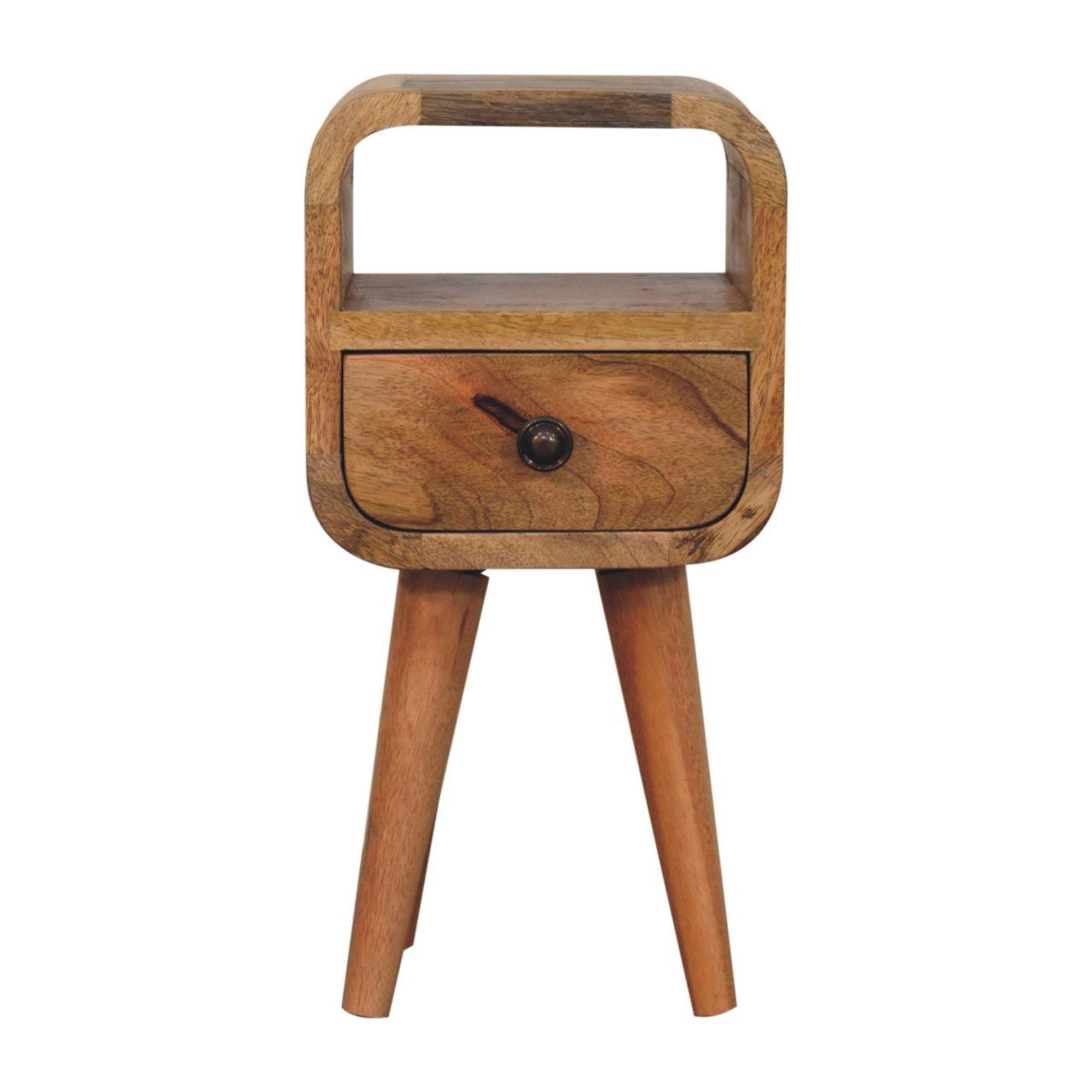 Extra Mini Oakish Curve Open Slot Bedside - Living with Luxury