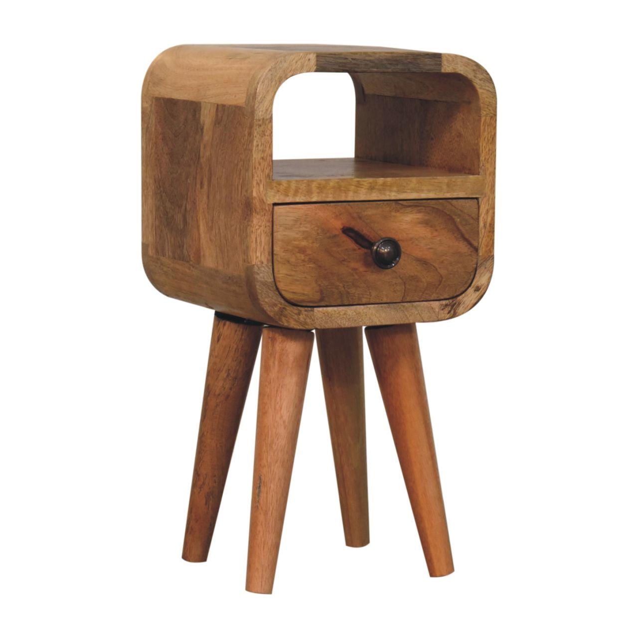 Extra Mini Oakish Curve Open Slot Bedside - Living with Luxury