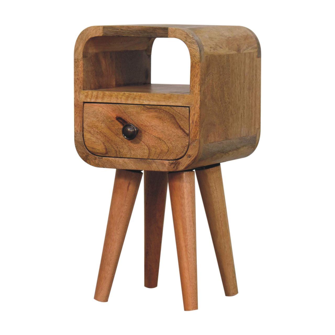 Extra Mini Oakish Curve Open Slot Bedside - Living with Luxury