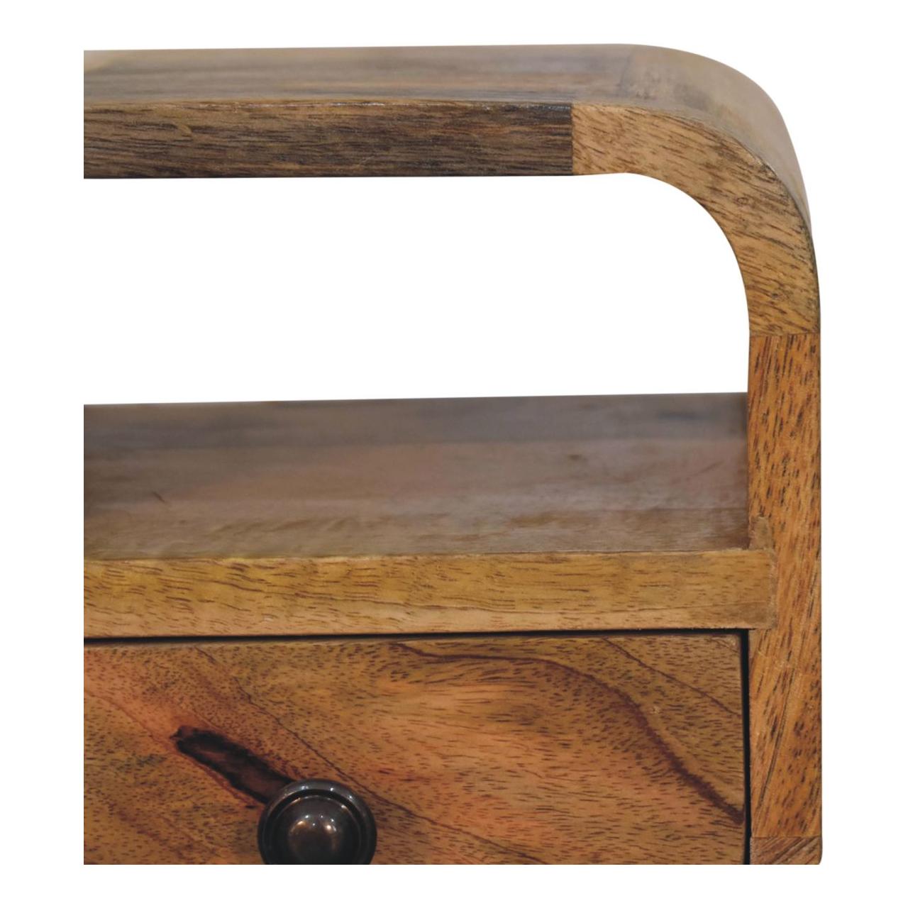 Extra Mini Oakish Curve Open Slot Bedside - Living with Luxury