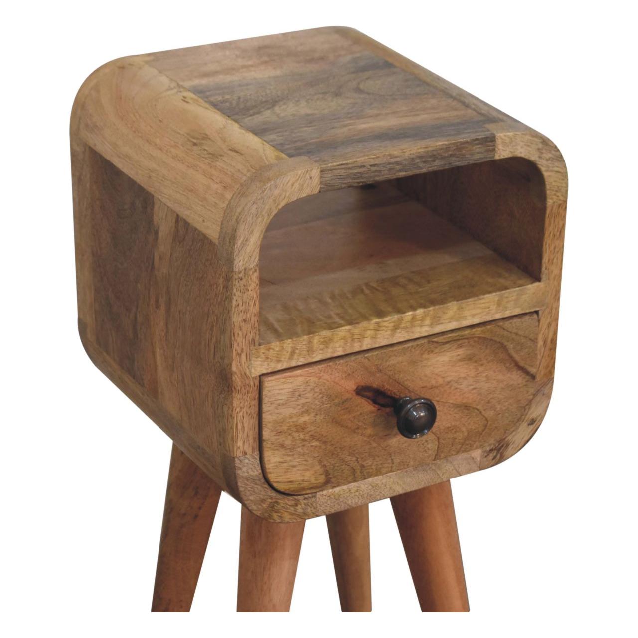 Extra Mini Oakish Curve Open Slot Bedside - Living with Luxury