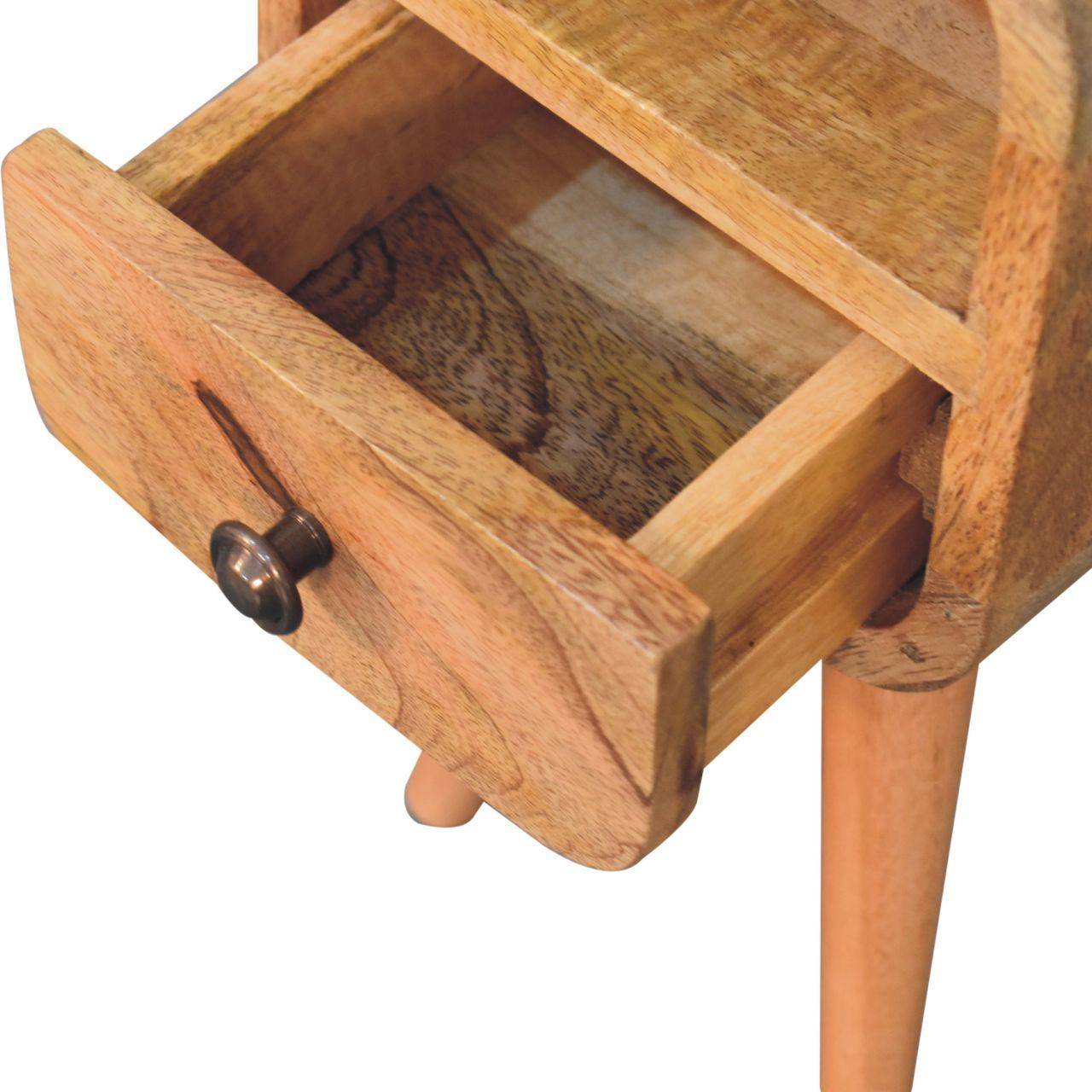 Extra Mini Oakish Curve Open Slot Bedside - Living with Luxury