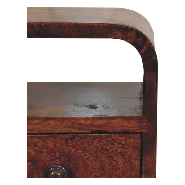 Extra Mini Chestnut Curve Open Slot Bedside