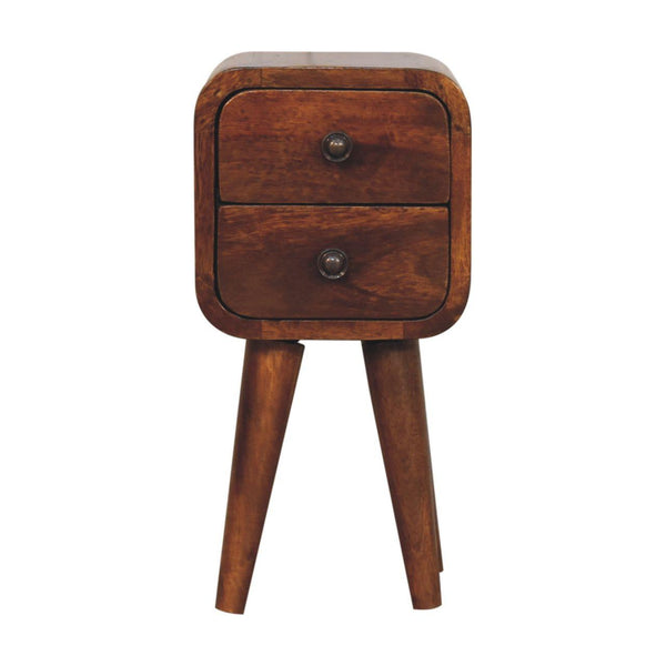 Extra Mini Curved Chestnut Bedside