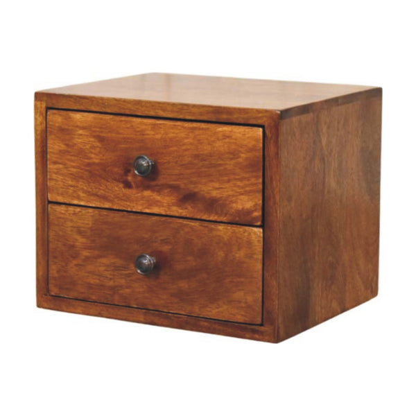 Solis 2-Drawer Chestnut Wall Mounted Nightstand