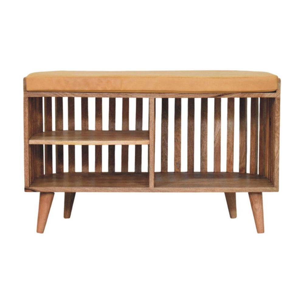 Slatted Oak-ish Bench with 3 slots