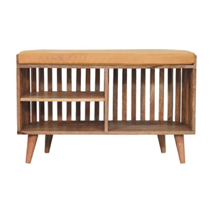 Slatted Oak-ish Bench with 3 slots