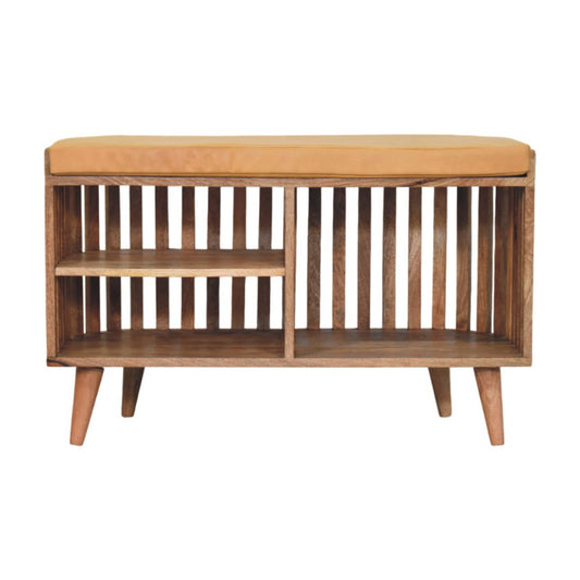 Slatted Oak-ish Bench with 3 slots