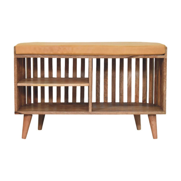 Slatted Oak-ish Bench with 3 slots