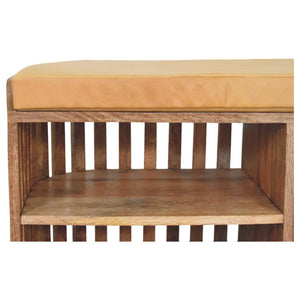 Slatted Oak-ish Bench with 3 slots