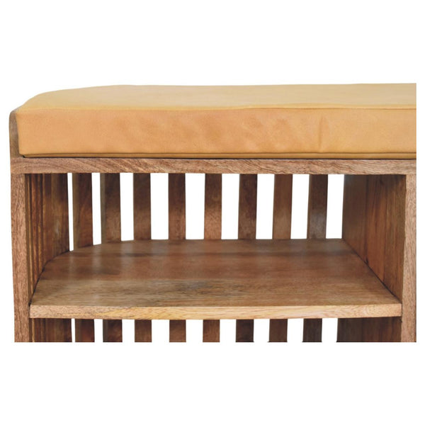 Slatted Oak-ish Bench with 3 slots