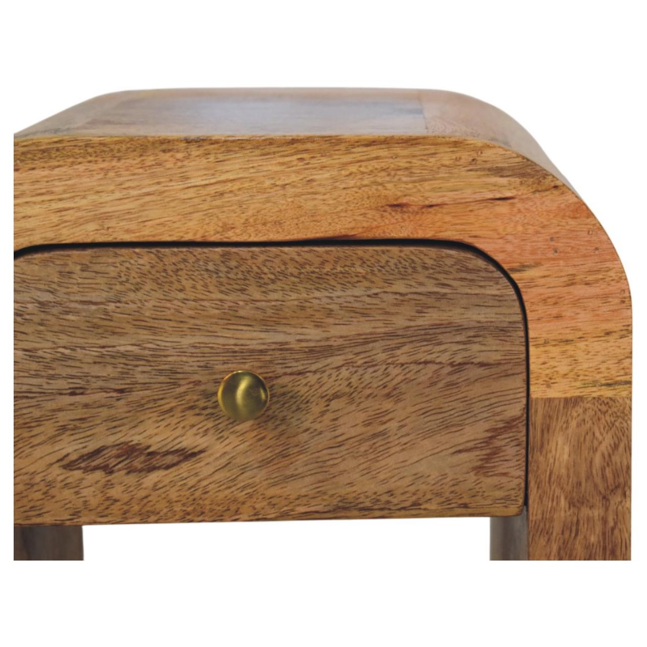 Mini Darcy Oak-ish Nightstand with Curved Edges - Living with Luxury