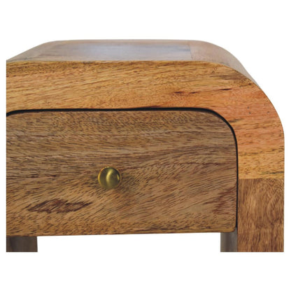Mini Darcy Oak-ish Nightstand with Curved Edges - Living with Luxury