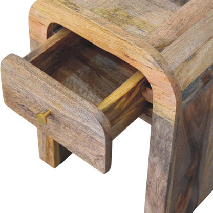 Mini Darcy Oak-ish Nightstand with Curved Edges - Living with Luxury
