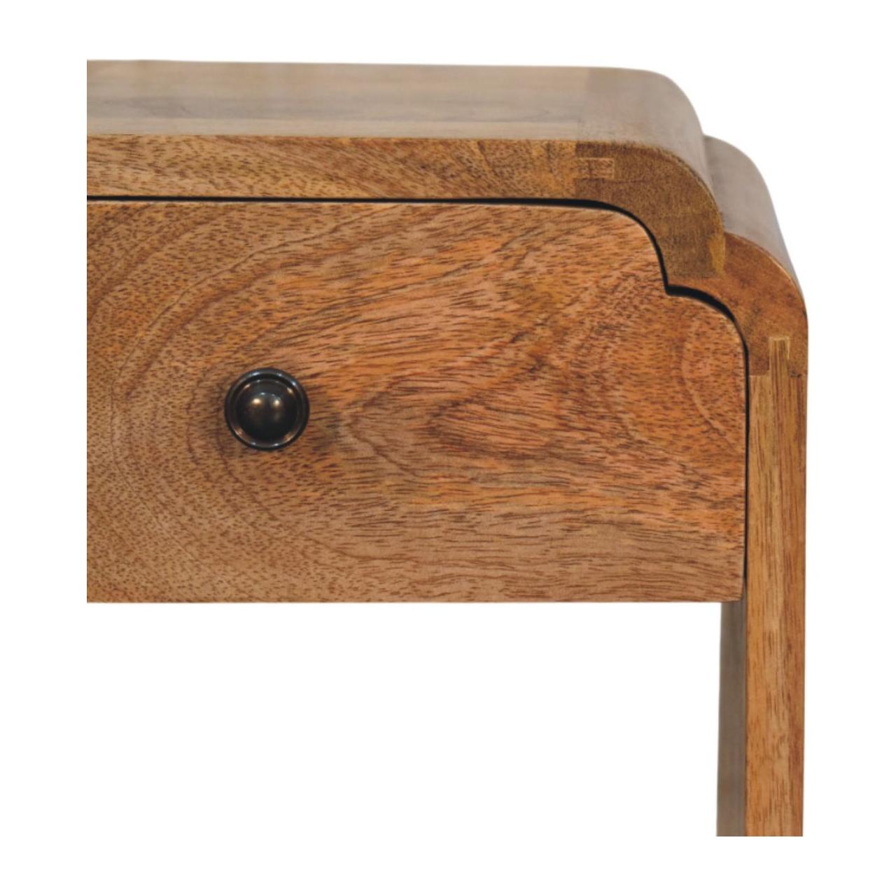 Newton Mini Oak-ish Nightstand with a drawer and open shelf - Living with Luxury