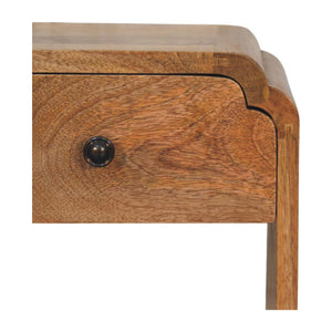 Newton Mini Oak-ish Nightstand with a drawer and open shelf