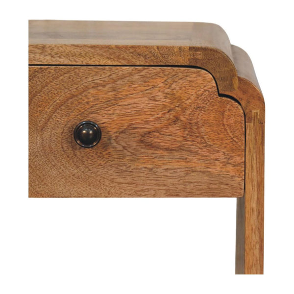 Newton Mini Oak-ish Nightstand with a drawer and open shelf