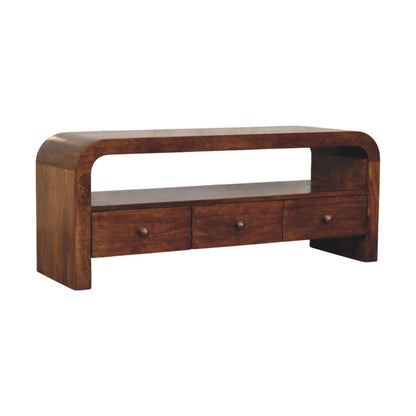 Darcy 3 drawer Open Shelf Chestnut Media unit - Living with Luxury