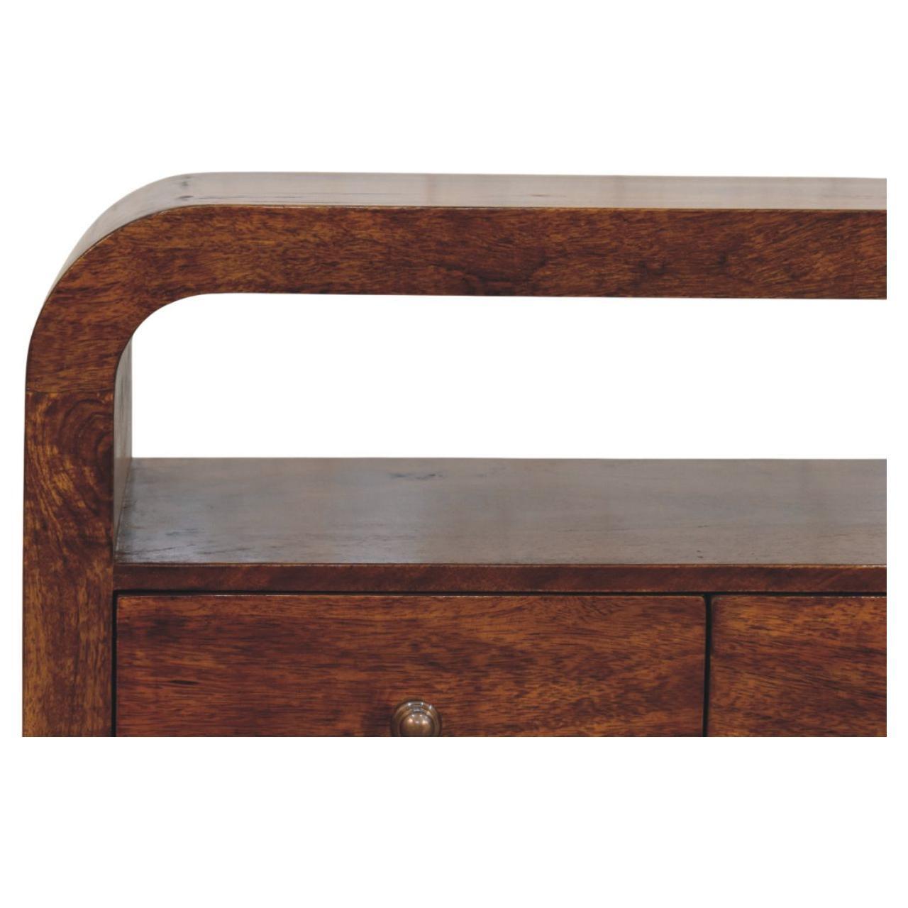 Darcy 3 drawer Open Shelf Chestnut Media unit - Living with Luxury