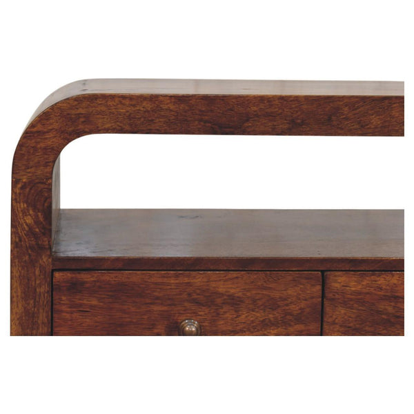 Darcy 3 drawer Open Shelf Chestnut Media unit