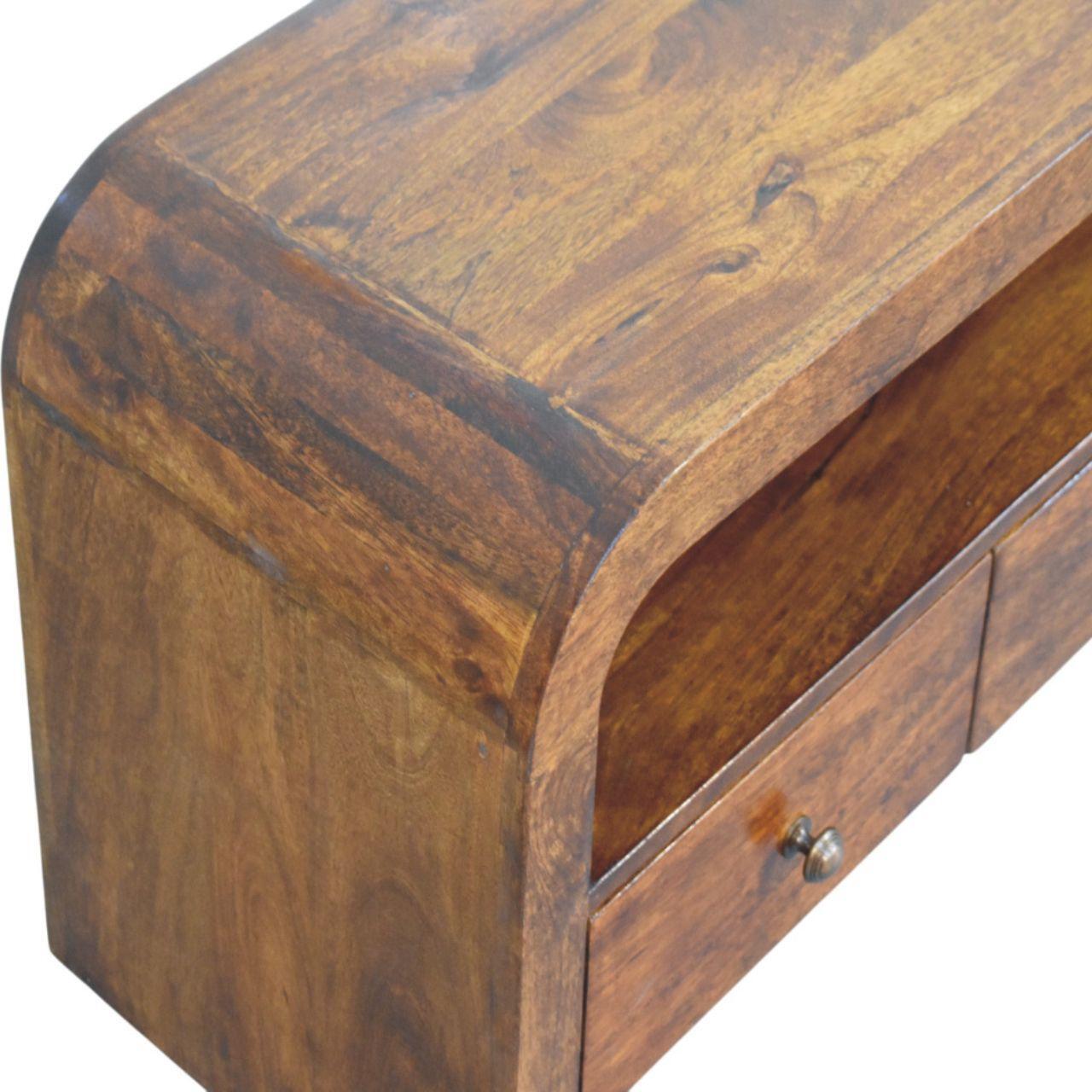 Darcy 3 drawer Open Shelf Chestnut Media unit - Living with Luxury