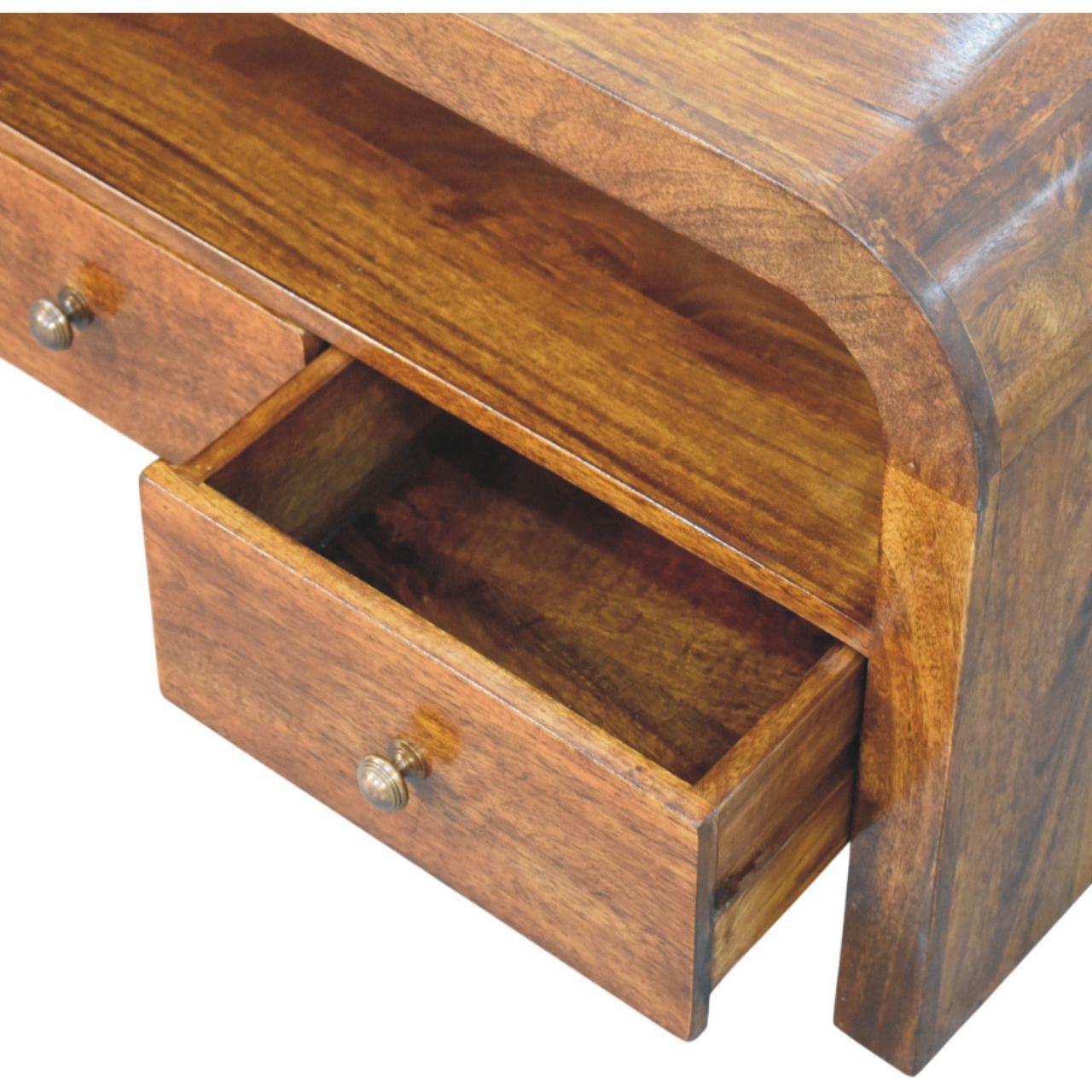 Darcy 3 drawer Open Shelf Chestnut Media unit - Living with Luxury