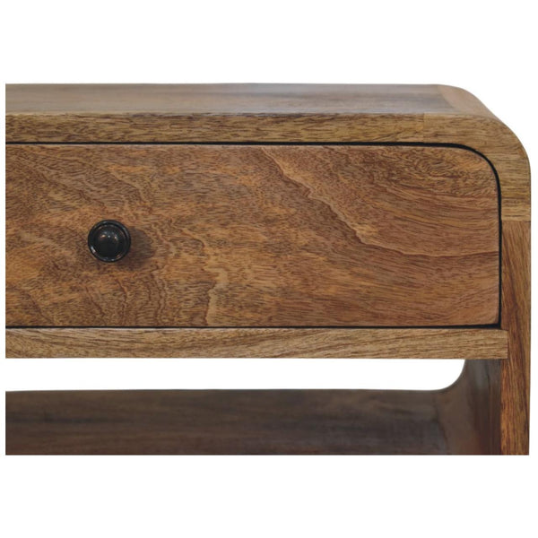 Avora Oak-ish Nightstand with Drawer and open slot